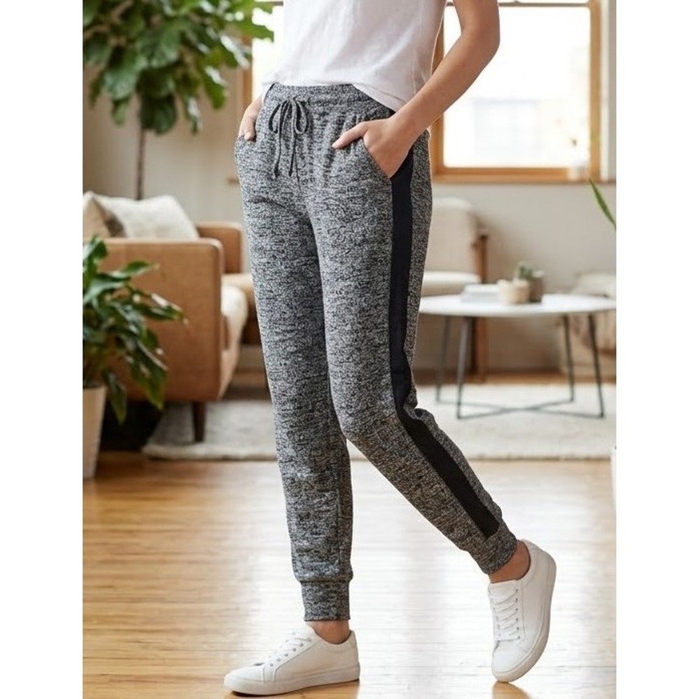 Velvet by Graham & Spencer M Grey Marled Knit Side Stripe Joggers